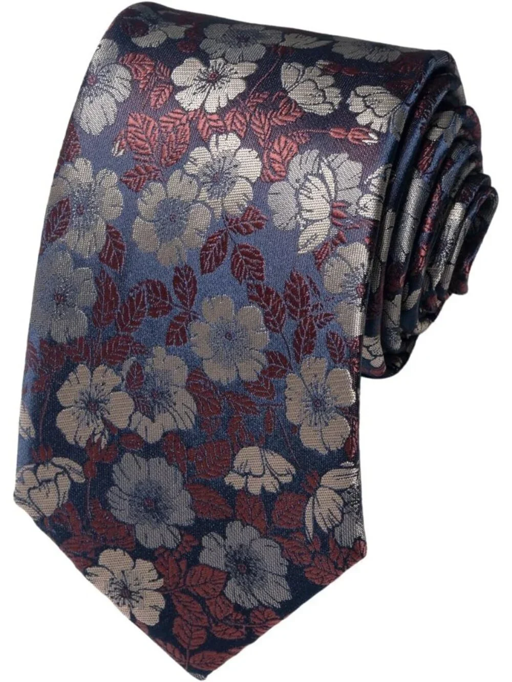 Men's Brown & Beige 100% Microfiber Floral Jacquard Formal Necktie For Business
